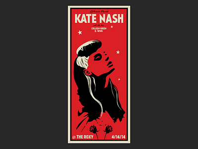 Kate Nash Gig Poster 2 color color concert concert poster illustration music poster poster design print red silkscreen silkscreen print typography