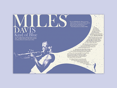 Miles Davis Spread blue color design kind of blue magazine design miles davis monotone print print design spread typography