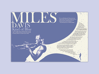 Miles Davis Spread blue color design kind of blue magazine design miles davis monotone print print design spread typography