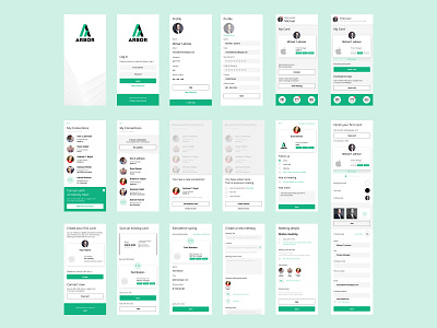 Various app screens app app design app designer business card design grafician minimal networking simple ui uidesign ux visual design visual designer