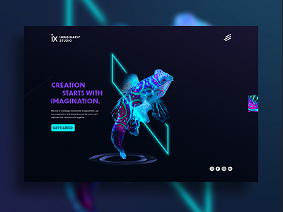 Imaginary X Studio Homepage concept creation fish homepage design imagination ix neon ui ux design ux ui web design webdesign website website concept