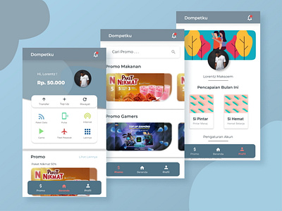 Dompetku : e-Wallet Mobile Apps app app design design flat mobile app mobile ui ui ux vector