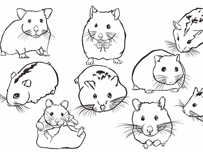Hamster with line art style