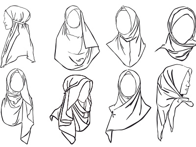 Hijab Woman with Line Art style arabic beautiful beauty clothes design girl hijab illustration inspiration islam line art moslem vector woman