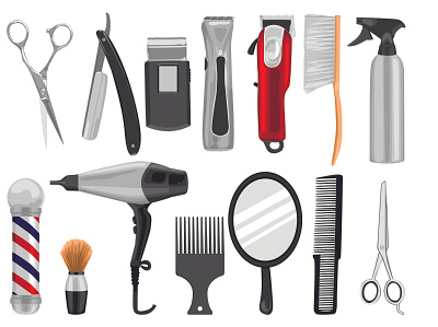 Barbershop tools Vector illustration set barber barber shop barber tools barbershop design equipment hair hair salon haircut illustration illustrations inspiration tools vector