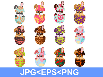 Easter Egg Bunny Art Bundle animal animal art animal illustration bunny easter easter bunny easter egg easter eggs egg illustration inspiration rabbit rabbit illustration vector