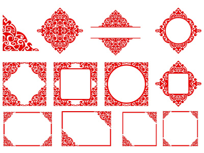 Set of Red Ornament Border border design frame graphic design inspiration vector