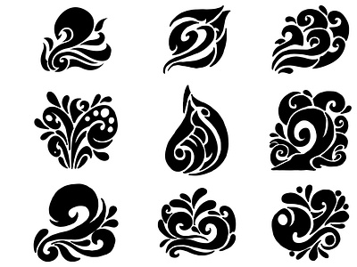 Black Water Ornament Tattoo Vector