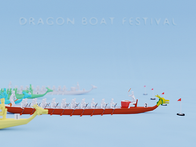 Dragon Boat Festival 3d blender illustration low poly