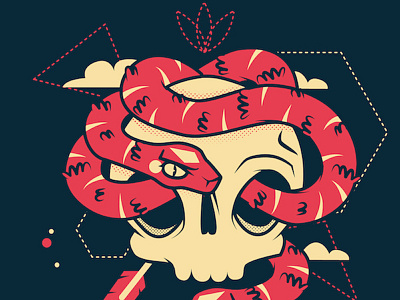 Skull and snakes culture geometric illustration skull snake
