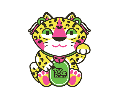 Neko jaguar catch color design illustration jaguar maneki neko manekineko mexican neko