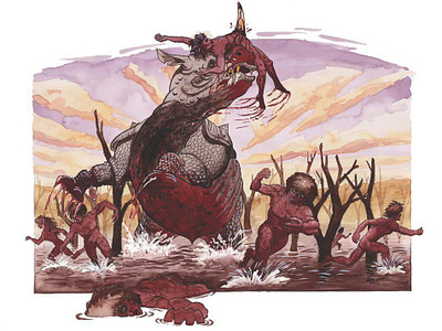 Rhino Impale Naked Dawn concept art storyboard