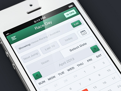 Select Date - Betting iOS App app application betting calender ios iphone retina