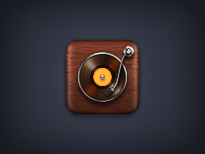 Turntable iOS Icon icon ios ipad iphone player record retina turntable wood