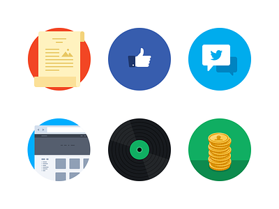 Flat Iconset v4 circle coins facebook flat icons money round scroll twitter vinyl web website