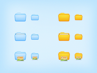 Folders Icons 32px 48px blue docs documents folder icons photos pictures yellow