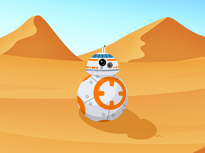 BB-8 bb-8 day desert flat illustration night star wars tatooine
