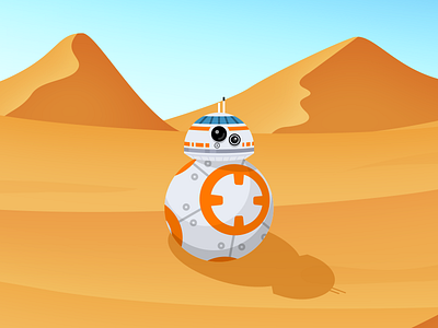 BB-8 bb 8 day desert flat illustration night star wars tatooine
