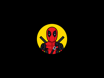 Deadpool deadpool flat icon illustration marvel mcu stroke