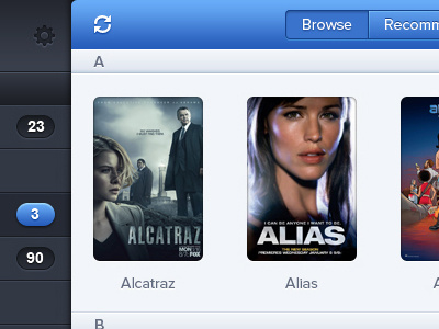 Browse Shows - iOS App alcatraz alias app application browse iconsweets ios ipad retina tv tv shows