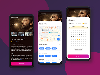 Cinema Ticket-buying App adobe xd app app ui concept mobile mobile app movie movie app ticket booking tickets ui