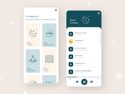 Music Relaxation App activity adobe xd app app ui calm calming calmness concept meditating meditation meditation app mobile mobile app music music app music player relax relaxation relaxing ui