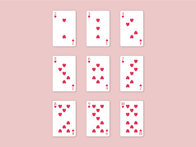 Playing Cards from 2♥ to 10♥ adobe illustrator board board game board game art board game design board games deck digital art digital painting illustraion illustrator playing cards vector vector art vector artist vector illustration vector illustrator