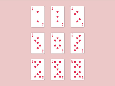 Playing Cards from 2♥ to 10♥