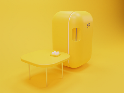 Kitchen 3d 3d art 3d modelling 3d render art artwork blender blender 3d concept art cycles render design digital art eggs furniture game art illustration kawaii kitchen table yellow