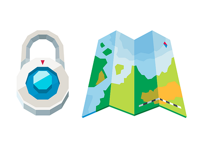 UoPX Lock and Map icon lock low map poly
