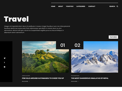 Landing page - TravelNep agency blog creative agency dark theme design digital marketing interface design layout travel typography ui ux web design