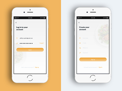 Login interface - Food App