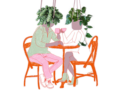 3 favourite things: coffee, plants and company. coffee digital illustration ipadpro plants procreate