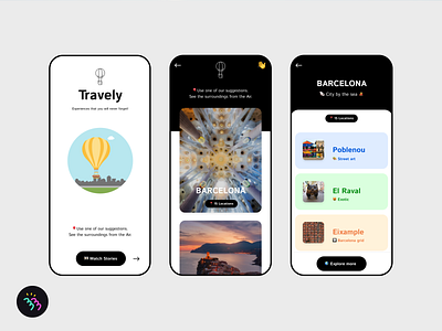 Travely app android animation black bravostudio buildwithbravo experience figma ios madewithbravo mobile app native app news product design prototype stories travel app white