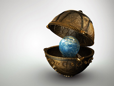 Mc Guffin - 3D Design 3d design 3d model cg earth globus gold mc guffin modeling realistic rendering