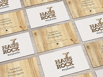 Logo for the brass band "Hausrock Musikantn" band brass business card card ci corporate identity design graphic graphic design logo music rock