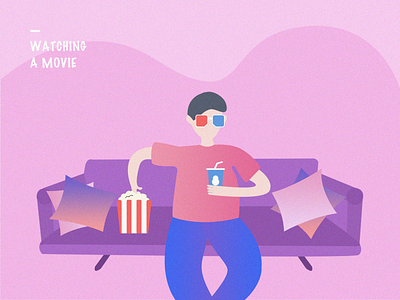 Watching a movie app banner clean design film illustration movie simple ui