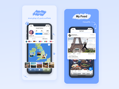 Overseas social app on the Appstore app appstore blue chat clean design illustration polar bear simple social ui