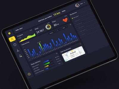 Dashboard fitness app design interface ui ux web