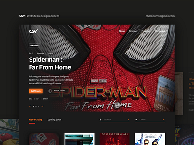 Movie Cinema Redesign Concept cinema landing landing page design movies typogaphy ui uiuxdesign ux web website design