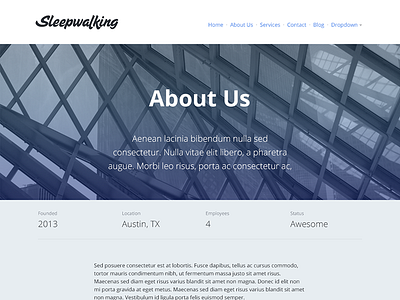 Sleepwalking About Page Small bootstrap open sans