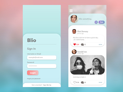 Blio Social App Design app app design clean design flat illustration minimal mobile app design ui ux
