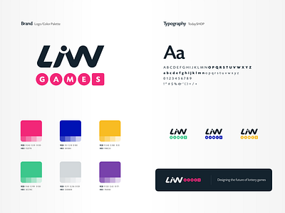 LiW Games Branding Card branding color palette logo logo design typeface visual identity