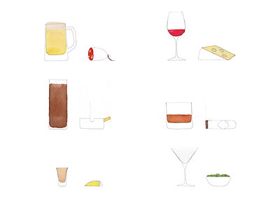 Drinks (and more) drinks food illustration line watercolor