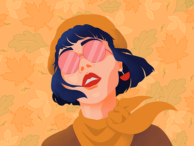 Fall Girl design illustration minimal vector web