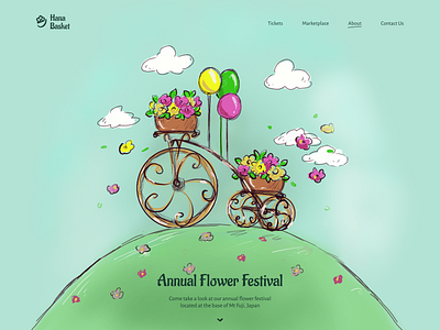 Flower Festival bike brand branding design drawing green illustration logo sketch website white