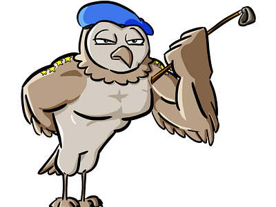 Military owl brand hero cartoon concept art illustration owl poland