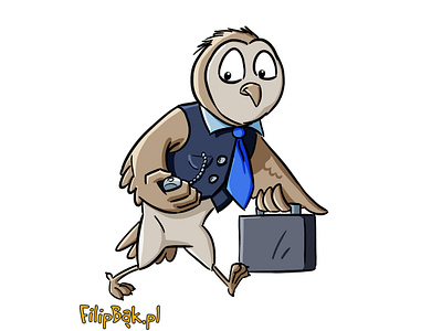 Owl businessman brand hero cartoon concept art illustration owl poland