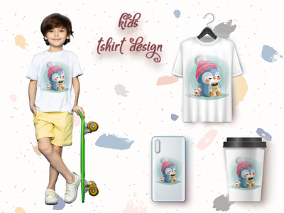 Kids t-shirt design with mock up