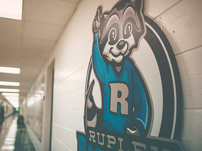 Rupley Raccoons // Use character elementary mascot mural raccoon raccoons school sign